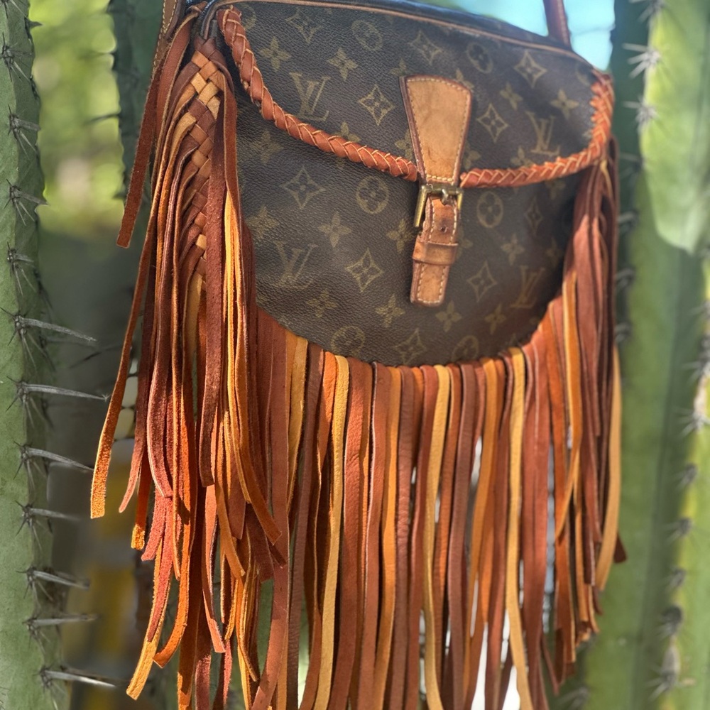 Louis Vuitton Brown and Tan Fringe Shoulder Bag